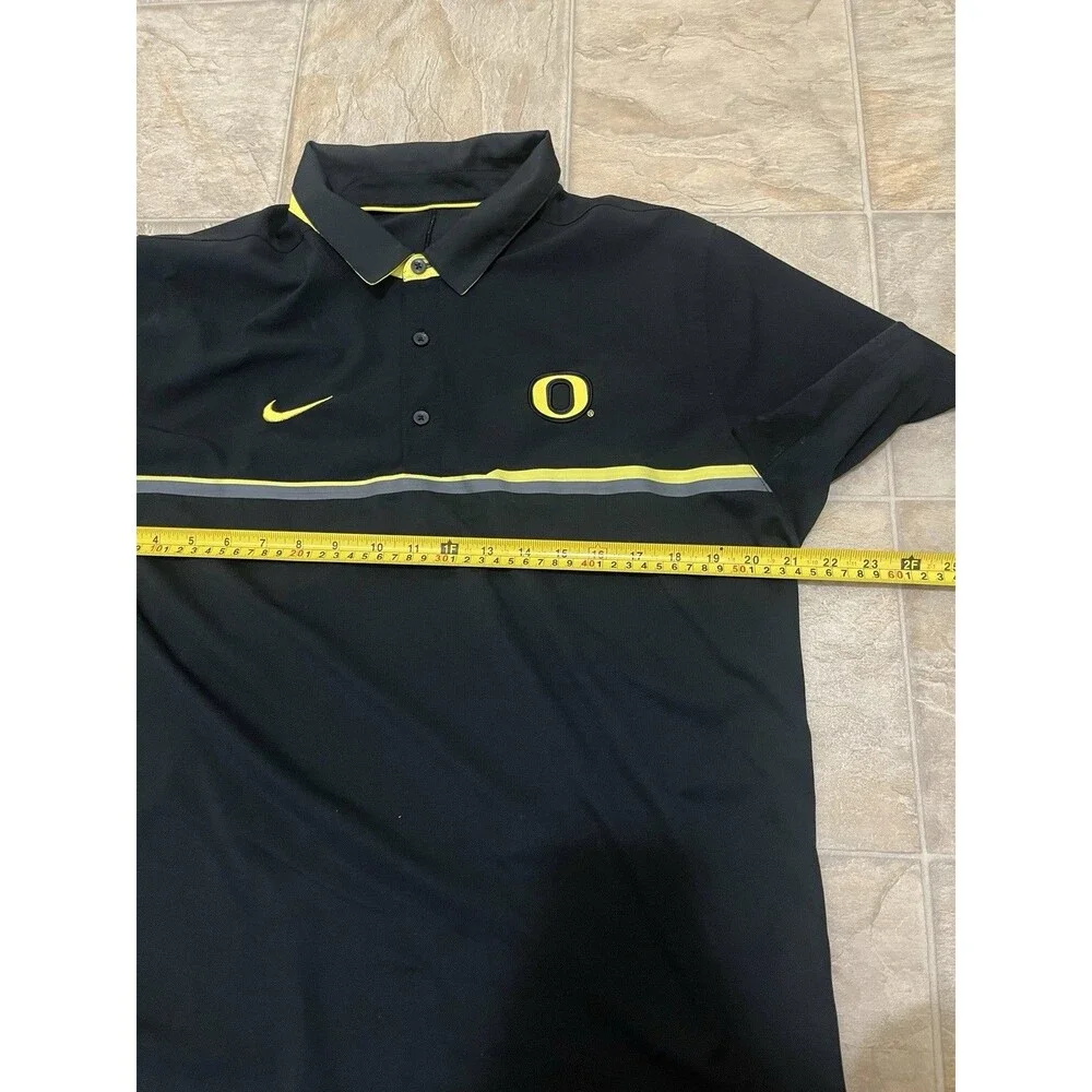 Nike Oregon Ducks Dri-FIT Polo Shirt Mens Large Black Yellow Swoosh Golf Tee